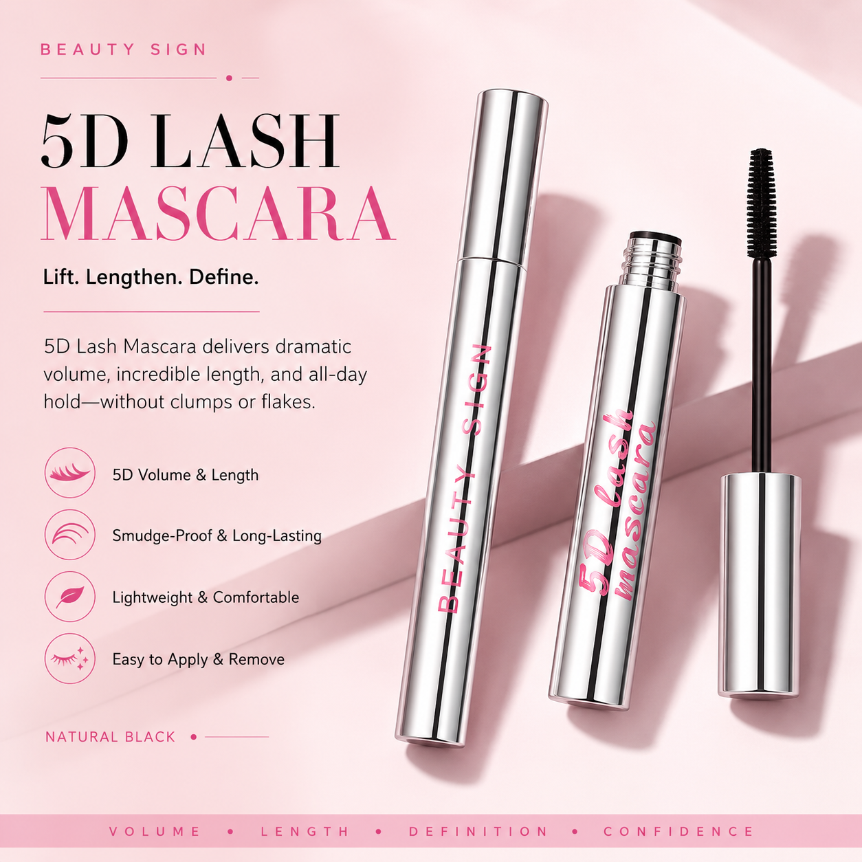 BEAUTY SIGN VOLUME AND CURL 5D MASCARA