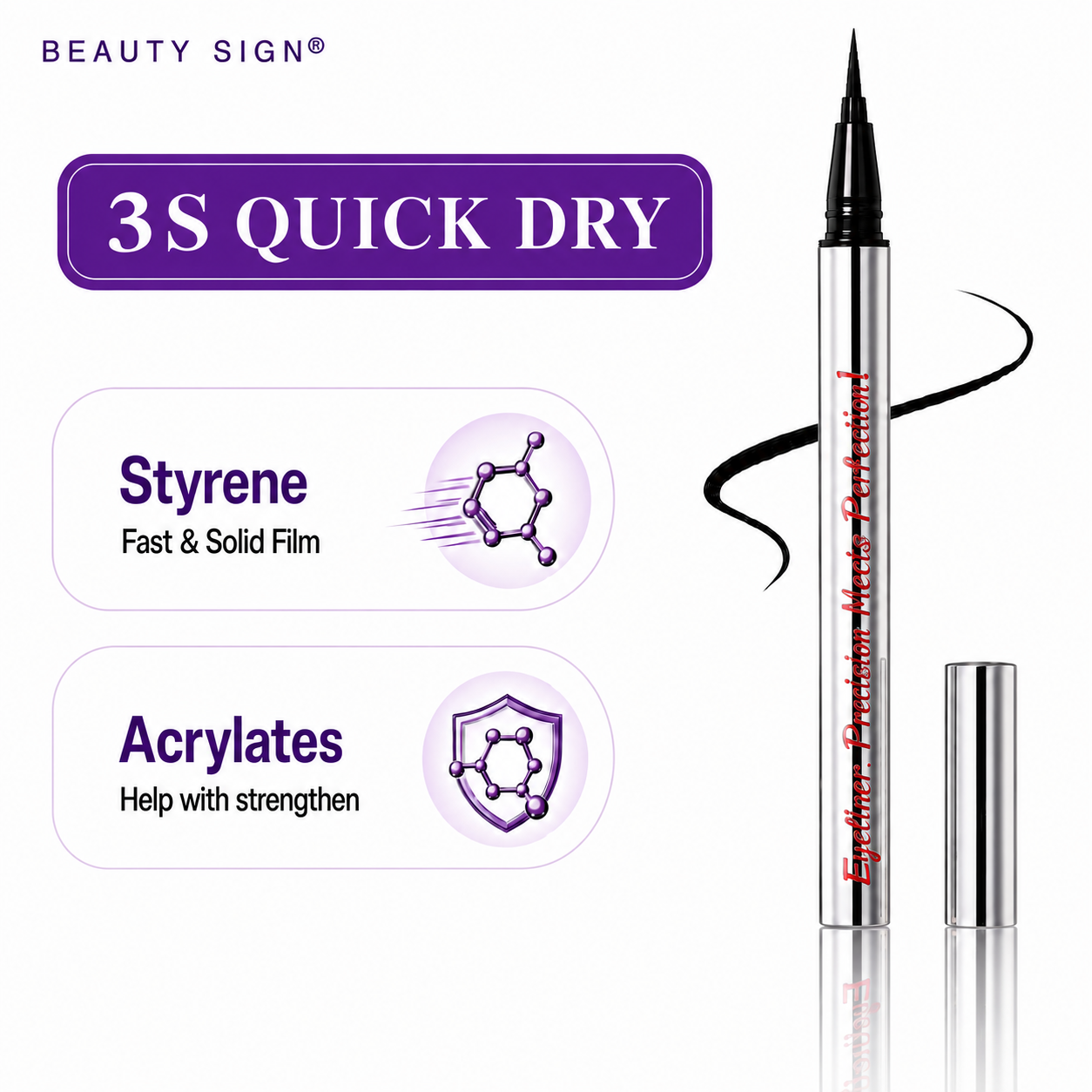 BEAUTY SIGN Long‑Lasting Eyeliner | Lightweight, smudge‑proof & waterproof. Vegan, cruelty‑free, easy‑glide texture for all‑day eye definition