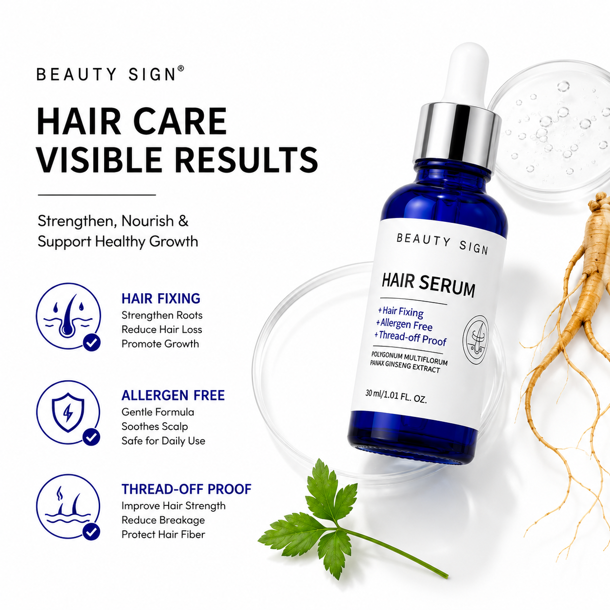 [FDA] [UK MADE] BEAUTY SIGN HairLoss/Alopecia/Haircare ESSENCE 30mlThicker - Stronger Growth - Longer looking hair - Premium haircare