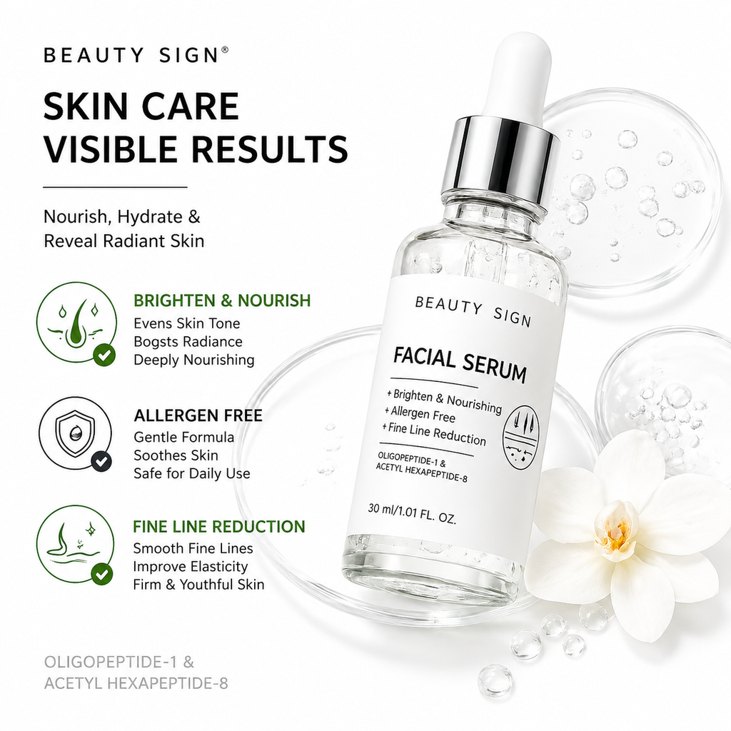 [FDA] [UK MADE] BEAUTY SIGN Anti-Ageing Blemish&Mark Wrinkle Reducing Essence Skincare Comfort-UK Made 30ml with OLGOPEPTIDE-1 & Allergen Free