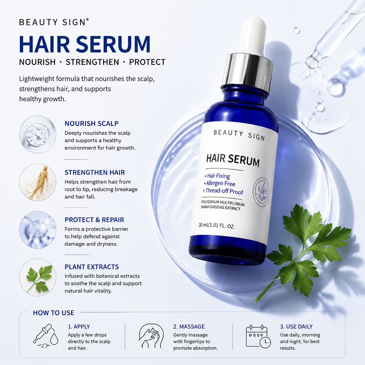 [FDA] [UK MADE] BEAUTY SIGN HairLoss/Alopecia/Haircare ESSENCE 30mlThicker - Stronger Growth - Longer looking hair - Premium haircare