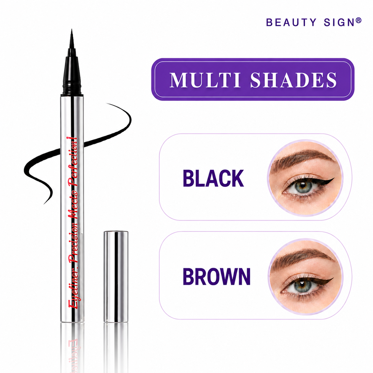 BEAUTY SIGN Long‑Lasting Eyeliner | Lightweight, smudge‑proof & waterproof. Vegan, cruelty‑free, easy‑glide texture for all‑day eye definition