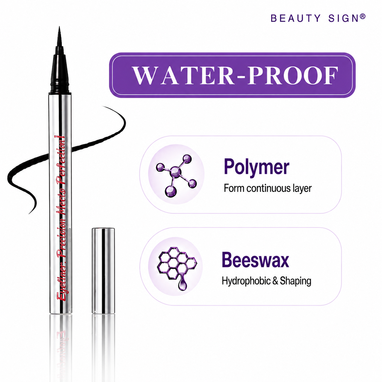BEAUTY SIGN Long‑Lasting Eyeliner | Lightweight, smudge‑proof & waterproof. Vegan, cruelty‑free, easy‑glide texture for all‑day eye definition