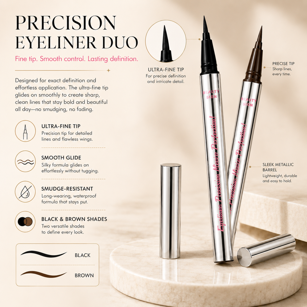 BEAUTY SIGN Long‑Lasting Eyeliner | Lightweight, smudge‑proof & waterproof. Vegan, cruelty‑free, easy‑glide texture for all‑day eye definition
